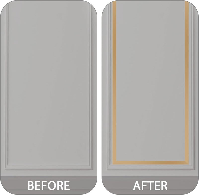 Coengwui Peel and Stick Wall Trim, Flexible Mirror Edging, Finish Molding for Ceiling Floor Tile Edge Furniture and Home Decoration (Matte Gold, 196.8" x 0.8") - Image 4